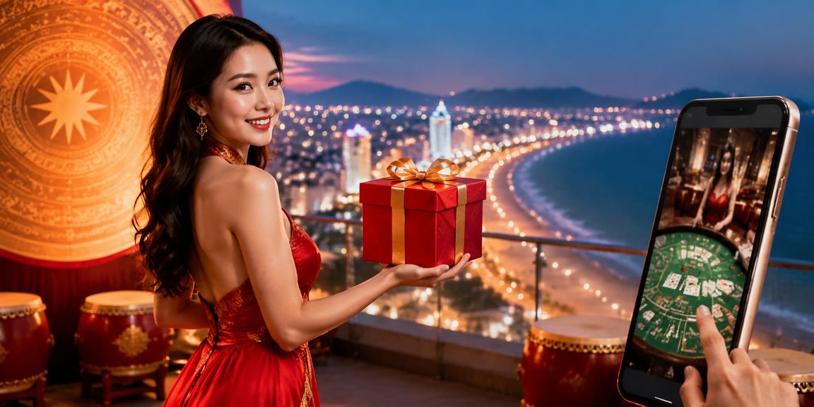 Người chơi baccarat tại Quy Nhơn với ánh đèn neon
